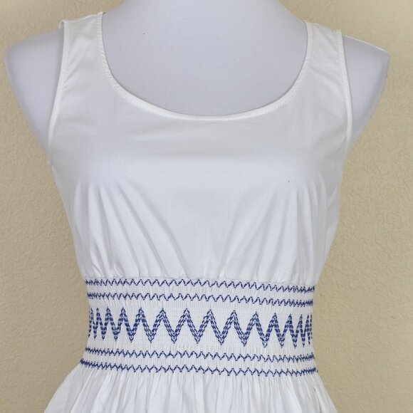 Kate Spade Fit Flare Smocked Poplin Dress XS - Picture 2 of 8